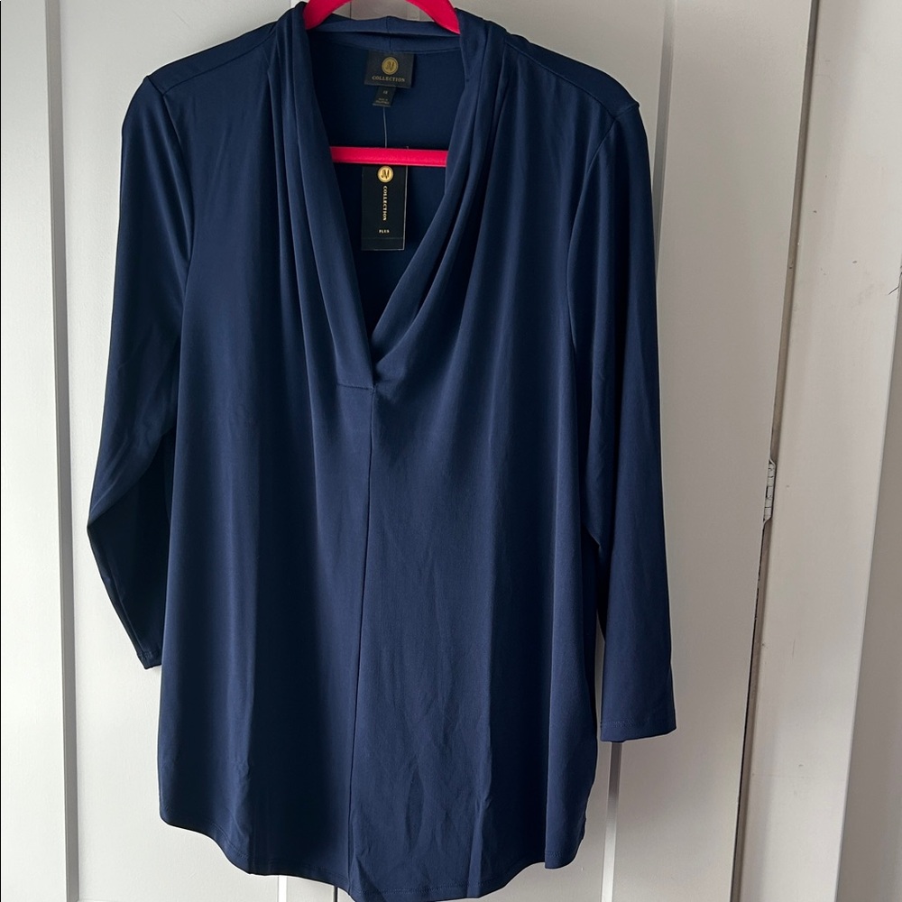 JM Collection Deep Blue Women's Blouse